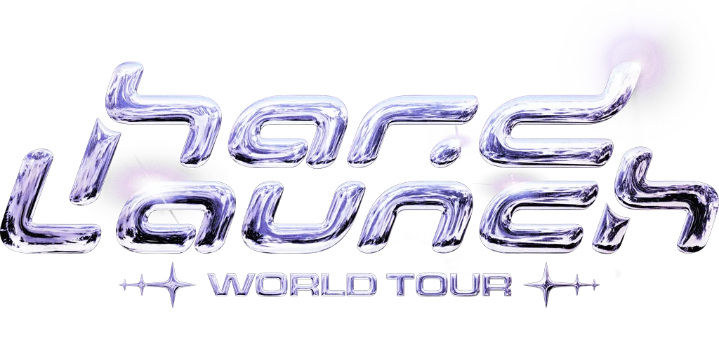Hard Launch World Tour written in reflective silver text
